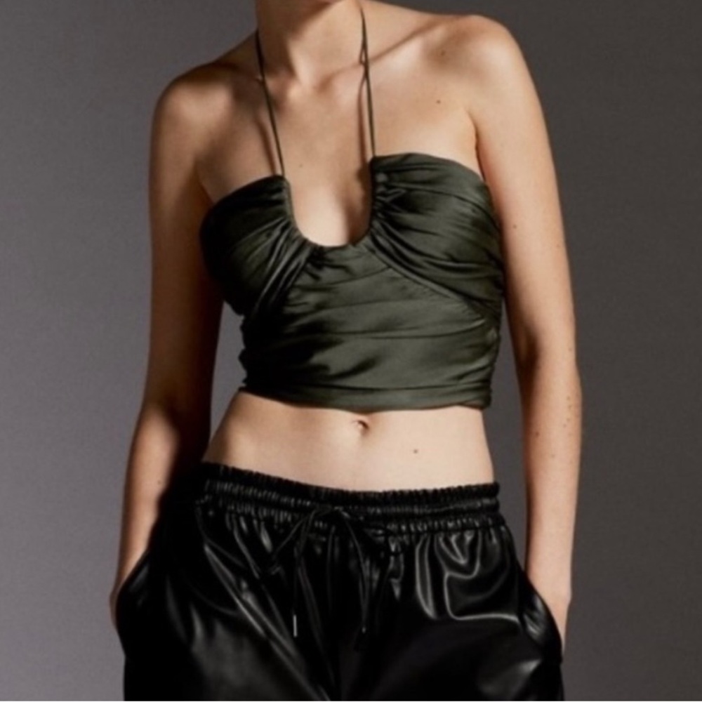 NWOT ZARA Satin Effect Draped Halter Top